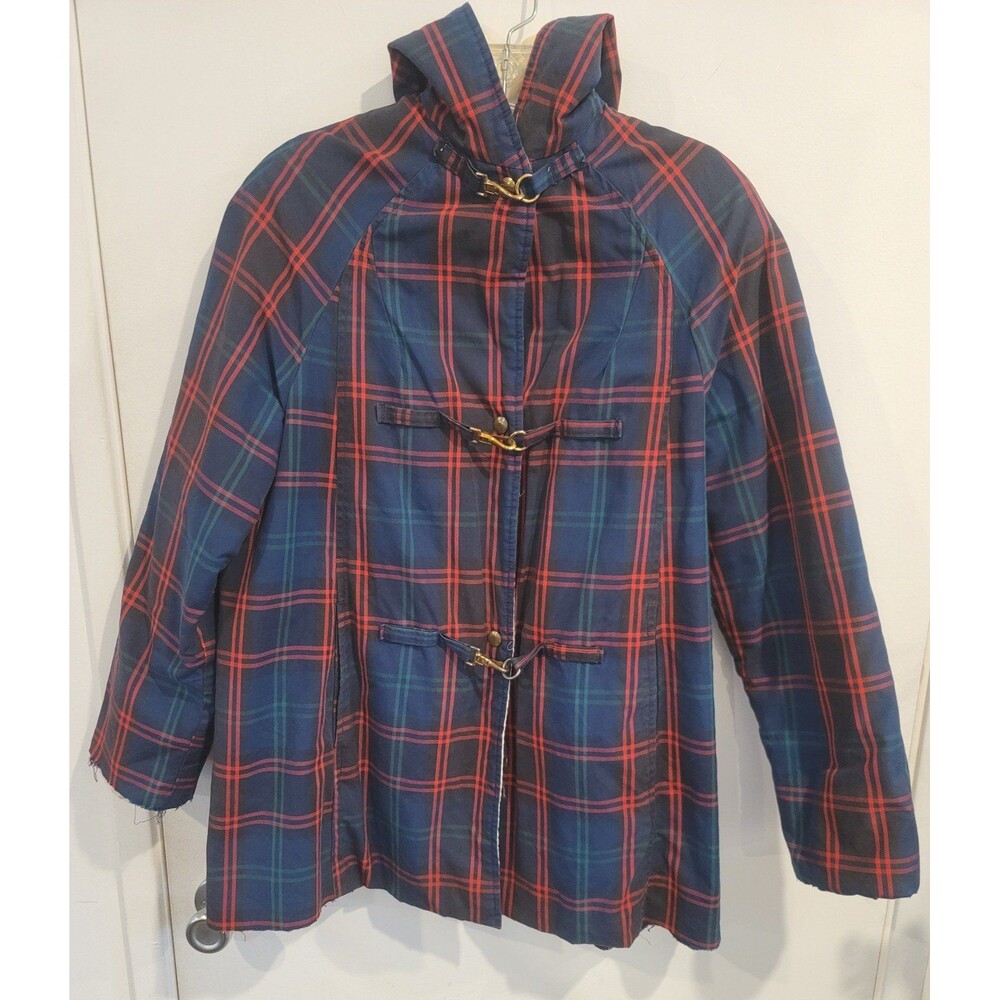 Original 1950s Vintage Blue And Red Plaid Thermo Jac Padded Jacket